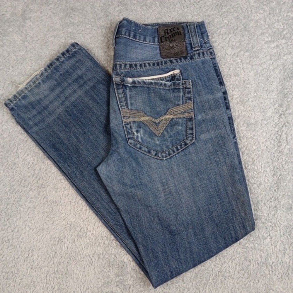 Axe & Crown Mens‎ 30x32 Slim Straight Embroidered Distressed Stretch Jeans